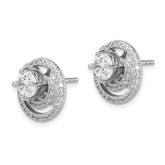 Sterling Silver Rhodium-plated 6mm Round CZ w/Swirl Jackets Earrings
